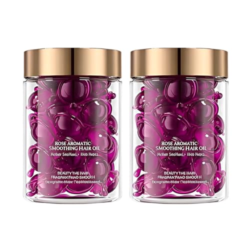 2PCS Cápsulas de Aceite para el Pelo con Aroma a Rosa (120 uds), Suero de Vitaminas A, C, E y Aceite de Argán para Cabello Seco y Dañado, Hidratación Profunda y Control del Encrespamiento