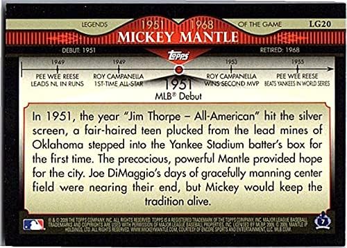 Mickey Mantle Legends of the Game 1951 MLB Debut Collectible Baseball Card - 2009 Topps Baseball Card #LG20 (New York Yankees) Free Shipping