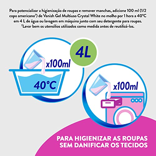 Tira Manchas Vanish Líquido Crystal White para roupas brancas Refil Econômico 500ml