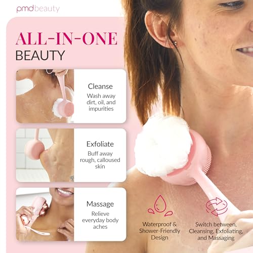 PMD Clean Body – Smart Body Reinigungsgerät mit Silikonbürste & drei austauschbaren Aufsätzen – Wasserdicht – SonicGlow Vibration – Reinigen, Peeling & Massage Körper – Rouge