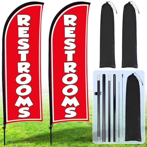 Buryeah 2 Sets Restrooms Feather Flag 7 ft Restrooms Advertising