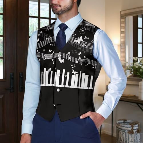 Mens Casual Business Suit Vest V Neck 4 Button Lightweight Formal Slim Fit Plus Size Vest Waistcoat Jacket S-4XL2