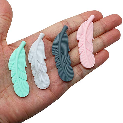 Sensory Chew Necklace For Kids, Boys And Girls, 4 Pack Silicone Feather Chewy Necklaces For Autism, Adhd, Chewing, Oral Motor Chewable Pendant For Mild Chewers #TOP4