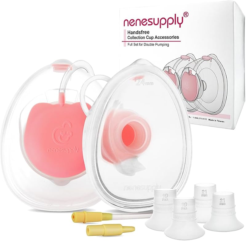 Nenesupply Handsfree Wearable Collection Cups Breastmilk Compatible with Medela Breast Pumps 24mm Silicone Flanges Replacement Compatible with Medela Pump Parts Accessories 19mm 21mm Inserts