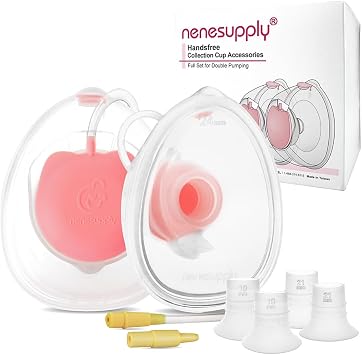 Nenesupply Handsfree Wearable Collection Cups Breastmilk Compatible with Medela Breast Pumps 24mm Silicone Flanges Replacement Compatible with Medela Pump Parts Accessories 19mm 21mm Inserts