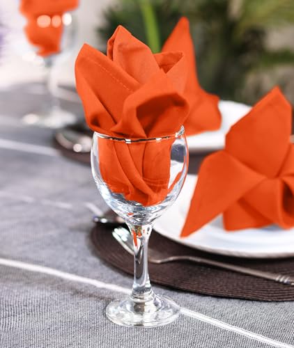 image for Utopia Home Orange Cloth Napkins (12 Pack, 18x18 Inches), Ideal Dinner