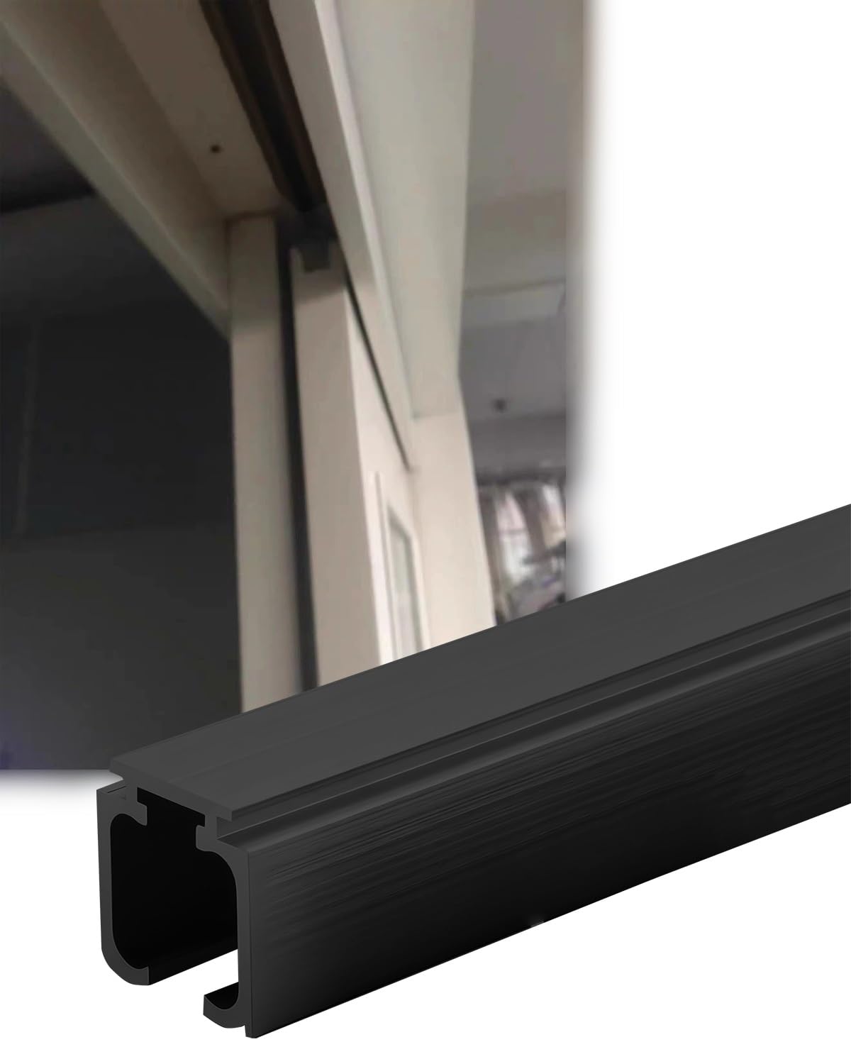 Kit porte coulissante noir 170.7cm avec rail de porte grange et fermeture amortie