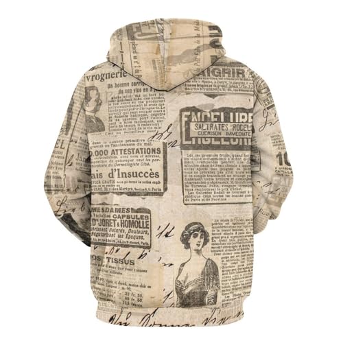 Sweats à capuche manche longue style journal rétro UMENG - 3
