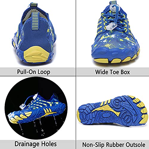 Fivestorecity Boys Girls Water Shoes Kids Lightweight Aqua Socks Barefoot Quick Dry Hiking Walking Sneakers Slip On Sandals For Beach Pool Swim 3-Blue 2 Big Kid #TOP1