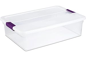 Sterilite 32 Qt ClearView Latch Storage Box, Plastic Under Bed Storage Bins with Lids