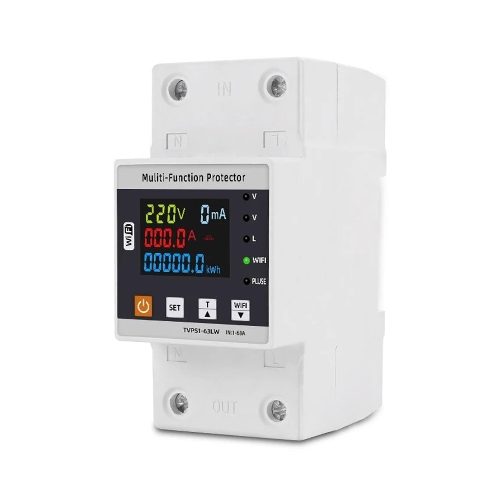TUYA WiFi Inteligentny Upływ Uziemienia Zabezpieczenie Pod Napięciem Przekaźnika Wyłącznik Automatyczny Zegar Energia Moc Licznik KWh Inteligentne Życie Monitorowanie Energii(80A)