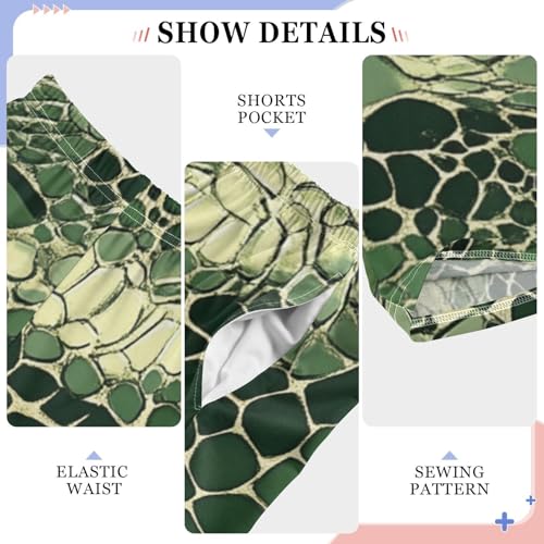 Boys' Pants Green Snakeskin Texture Long Bottoms Jogger Pants Elastic Waist Trousers with Pockets S-XL4