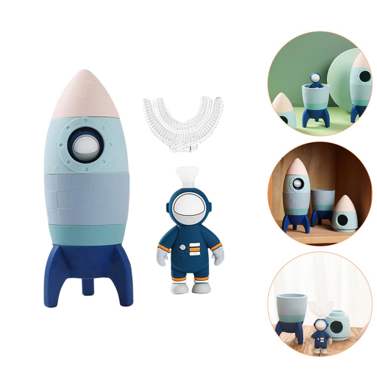 Cohete Juguete de Silicona, 1 Juego Apilable Azul para Niños y Pequeños