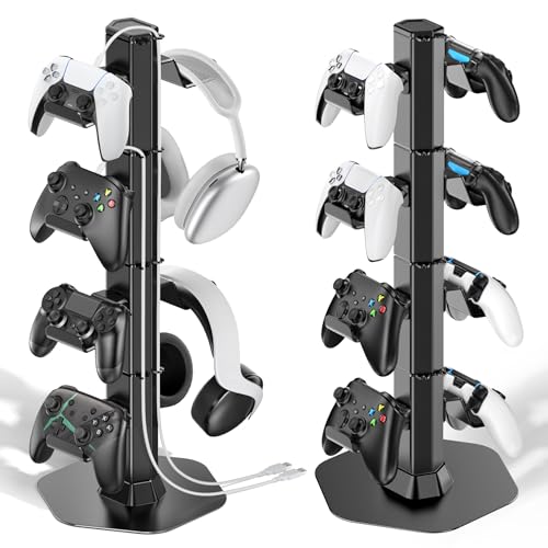 Soporte Auriculares y mando de 4 Niveles para Xbox/PS5/PS4/Switch, Organizador de mando con 8 Ganchos, Accesorios Gaming