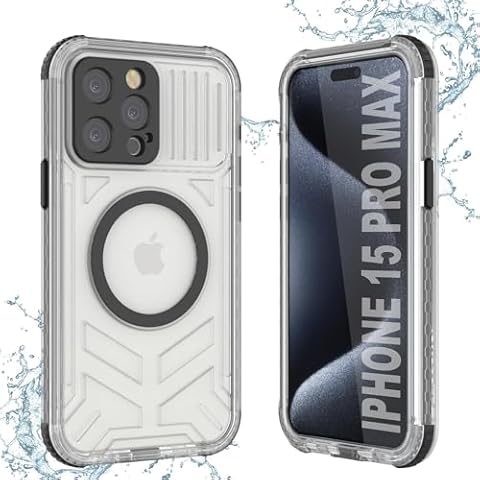 Punkcase for iPhone 15 Pro Max Waterproof Case [Crystal 2.0 Series] Protective IP68 Certified Cover W/Screen Protector [Shockresistant] Ultra Slim 360 Protection for iPhone 15 Pro Max [Black] Cover