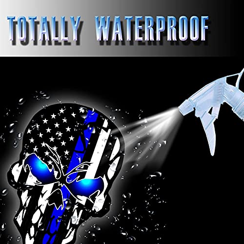 Image of 2 Pack Car Decals Stickers Skull Reflective US Flag with Thin Blue Line, Honoring Police Law Enforcement Vinyl Stickers Van Trucks Women Men Motorcycle Laptop Decals Skateboard Bike Bumper Window