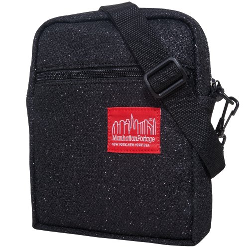Manhattan Portage Midnight City Lights Crossbody Bag 2-Way Glitter Midnight Fabric With Belt Loop & Adjustable Strap Travel & Daily Carry for Campus or Errands (Black)