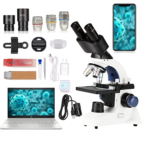 Binocular Microscope Camera Adults Kids - 40X-1000X Binocular Microscope For Kids Adults Students With Electric Eyepiece, Storage Bag, Camera, Slides (2022 #TOP7