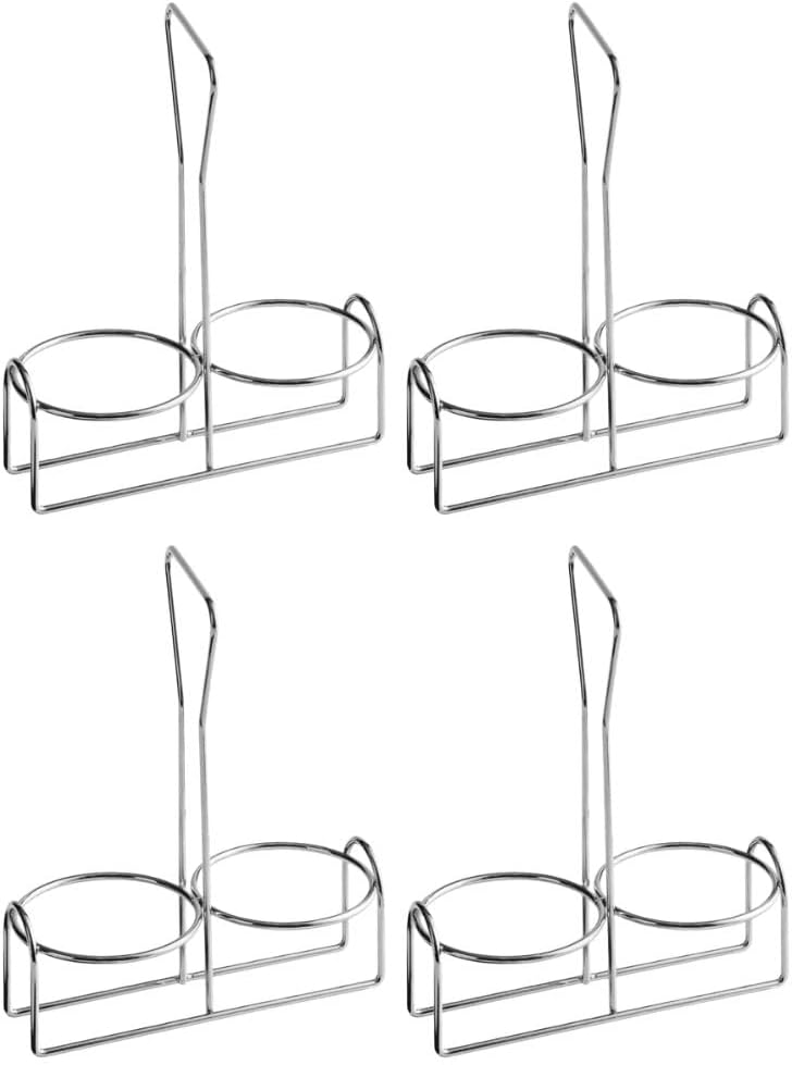 Soro Essentials- 2 Holes Metal Condiment Jar Holder with 3" Diameter Hole Size Set of 4- Condiment Rack Holder Table Caddy Tabletop Seasoning Spice Organizer for Home and Restaurant
