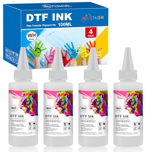 Mutikor DTF White Ink 400ml Heat Transfer Ink Conversion Kit for All DTF Printers for ET-8550 ET-2850 L1800 R1390 I3200 XP600 XP-15000 DX5 DX7 TX800 L800 1430 P400 White DTF Ink