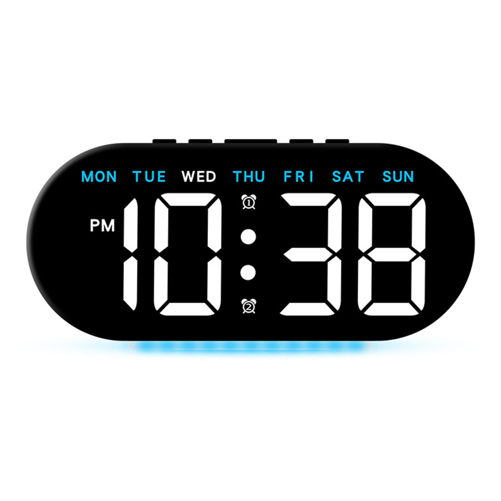 Tfaoys Black Shell Blue Lig Functional Table Clock Digital Alarm Clock With Large Screen Date Time Temperature Display Adjustable For Daily Use Bedside