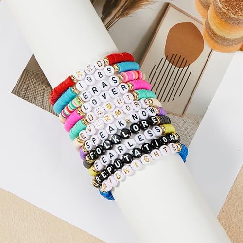 Image of American Trends Friendship Bracelets Colorful Clay Beaded Preppy Jewelry for Concerts Music Inspired Bracelets Cute Bead Bracelet for Fans