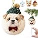 Furry Friends, Winter Dog Ornament Collection, 2D Flat Acrylic Holiday Decor, Festive Pom-Pom Hats, Puppy Christmas Tree Ornament for Cozy Christmas Decor, Perfect Choice for Dogs Enthusiasts