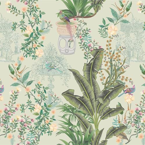 PAPER PLANE DESIGN Indian Ethnic Traditional Vintage Decorative Garden Wallpaper Mural for Living Room (8 FEET X 10 FEET, SELF Adhesive Vinyl)
