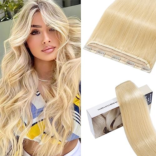 S-noilite Clip in Hair Extensions One Piece Human Hair Extensions Natural Straight Real for Women Beauty (8"-40g, 1, Jet Black)