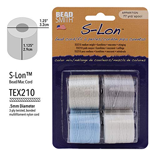 The Beadsmith S-Lon Bead Cord - .5 mm Twisted Nylon Cord for Stringing 4-Pack, Apparition Mix, TEX210, 77 Yards per Spool - Image 4