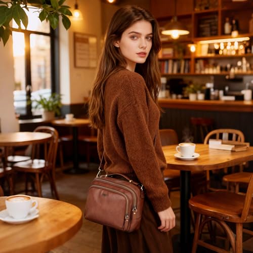 Image of Crossbody Bag,Convertible Top Handle Purse and Satchel for Women | Soft vegan leather; multi pockets; fits A5,iPad mini,long wallet; lightweight organizer for work, travel and weekends