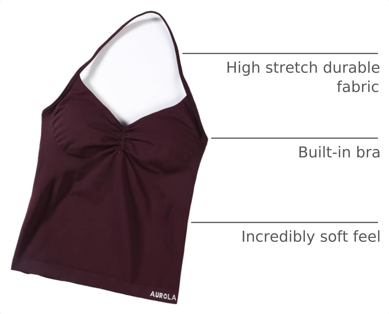 AUROLA Influence Longline Strappy Workout Halter Tops for Women,Removable Cups Padded Bras Impact Gym Yoga Sleeveless Top image 4