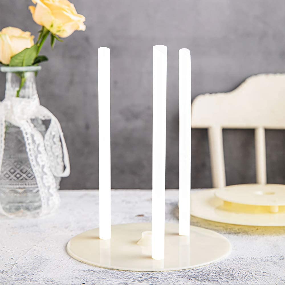 Evarbuild 50 pezzi di plastica torta tasselli per la costruzione di torte a più livelli (0,4 pollici di diametro 30 cm di lunghezza