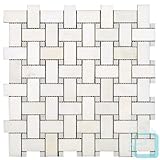 Arabescato Carrara Honed Marble & Arabescato Honed Marble Dots Basketweave