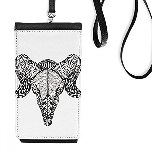 Pochette smartphone suspendu en cuir avec dessin d'antilope longue corne pour homme et femme
