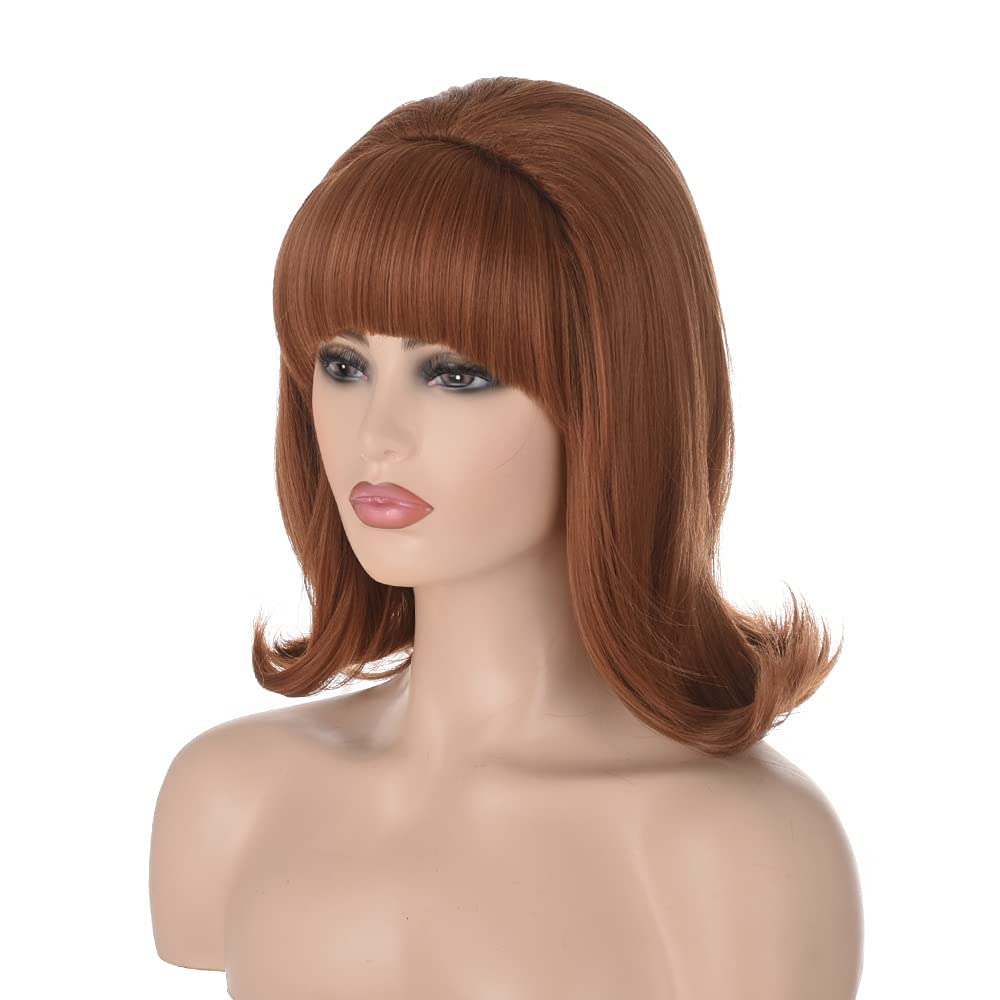 Peruka z lat 60. | FVCENT 70's Retro styl ula w stylu Vintage wygląd flicked ula Bob 50's styl peruka kostium damska peruka z grzywką (Ożywić)