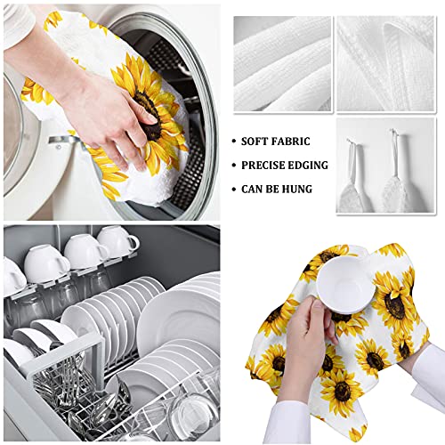Arnecase 2 Pack Kitchen Dishcloths Quick Dry Towels Absorbent Towels Sunflower Cluster Yellow Flower Ultra-Soft Dish Cloths For Home, Kitchen And Bar #TOP4
