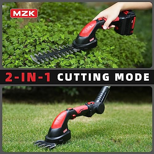 MZK 2-in-1 20V Pole Mini Hedge Trimmer & Grass Shear, 13ft Reach, Electric Hedge Trimmer with Extension Pole, Multi-Angle (Battery and Charger Included)
