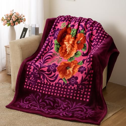 Image of HOMEKART Premium Mink Blanket for Single Bed | Super Soft Cloudy Printed All Season Blanket | Ultra-Soft & Cozy Single Ply | 152 x 228 cm| TC 280 (Pack of 1) (Violet)