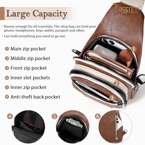 Image of JASGOOD Anti Theft Small Sling Bag for Women Leather Fanny Packs Crossbody Bags Trendy Anti-Theft Sling Purse for Travel