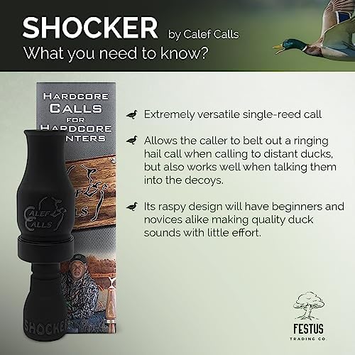 Festus Trading Company Calef Calls Single Acrylic Duck Call - The Shocker - Best Finisher Duck Calls for Mallards, Diver Ducks, Gadwall, Pintail, Teal, Mallard Ducks, and Specklebelly
