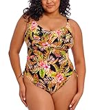 Elomi Damen Tiger Valley Non Wired Swimsuit Badeanzug, Schwarz, 40G
