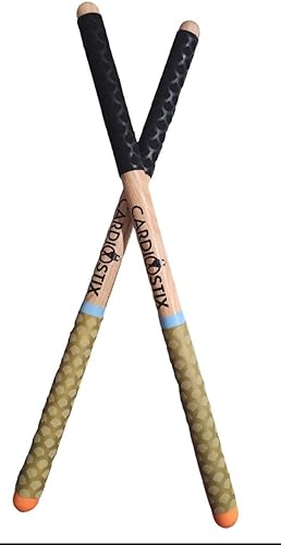 Miniatura 1 de CardioStix Baquetas básicas de 4.5 onzas (1 par que elijas el color) de madera de nogal americano con empuñaduras negras  Para batería, fitness,