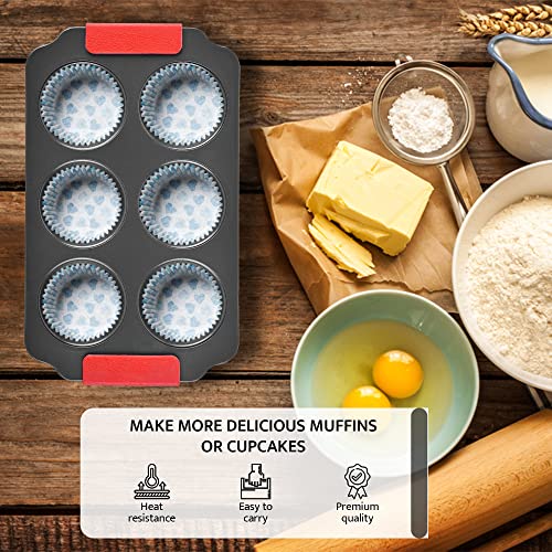 Zuvo Non-Stick 6-Cup Muffin Pan with Silicone Handles - Dishwasher Safe - Image 6