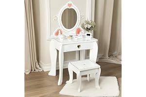 Super Plush Velvet Kids Makeup Table with Mirror and Chair for Princess Moments