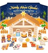 RONSTONE Holz Krippe Adventskalender 2026, 24 Days Weihnachtskrippe Kinder | 24 Krippenfiguren, S...