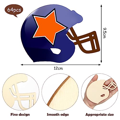 Helmet Unfinished Wood Football Hockey Helmet Shaped Wood Slices Helmet Wooden Ornaments For Crafts Painting Door Sign Wedding Home Decoration (32 Piece) #TOP1
