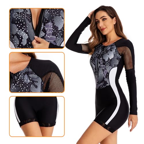 NESY Long Sleeve Swimsuits for Women One Piece Bathing Suit Rash Guard Swimsuit Surfing Wetsuit Swimwear Boyshort UPF 50+4