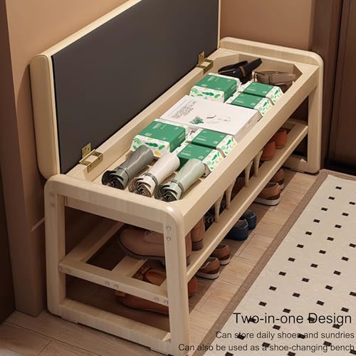 Banco Zapatero Entrada Recibidor con Asiento Banco Almacenaje Mueble Zapatero Estrecho Banqueta Dormitorio Banco Pie de Cama Banco Vestuario Taburete Vestidor para Recibidores de Entrada(Walnut color, - imagen 5