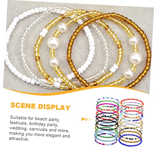Pulseras de tobillo para playa y festivales de verano, joyería bohemia ajustable de 24 piezas 6